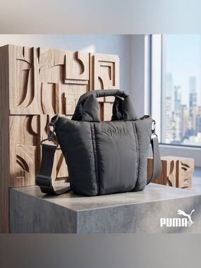 PUMA Puffer Y2K Streetwear Quilted Black Mini Tote Bag - 942588-01 - NWT